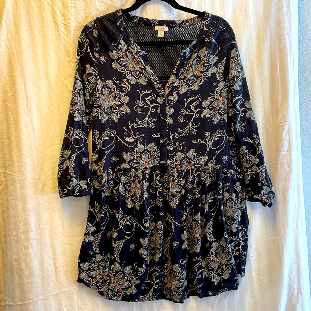 Hinge long sleeve mini swing dress